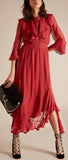 Ruffle-Trimmed Handkerchief-Hem Dress