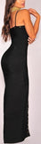 Studded Long Zip-Down Bodycon Bandage Dress, Black or Deep Pink