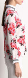 Floral-Printed Ruffled Silk Blouse