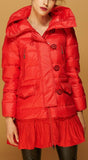 Short Down Coat with Skirt-Hem, Red