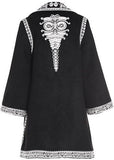 Embroidered Jacquard Coat, Black