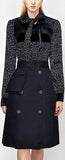 Paneled Blouse and Belted Skirt Set