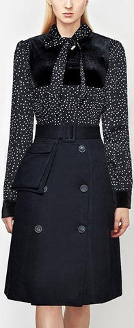 Paneled Blouse and Belted Skirt Set