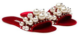Pearl Embellished Sliders - Red or Black