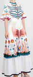 Flutter-Sleeve Printed Maxi Dress