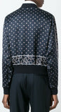 Foulard Printed Satin Bomber Jacket in Deep Blue - DESIGNER INSPIRED FASHIONS