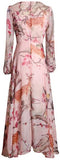 Deer and Floral Print Maxi Dress with Appliques - Black or Pink