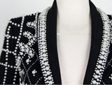 Faux-Pearl Embellished Blazer in Black - DESIGNER INSPIRED FASHIONS