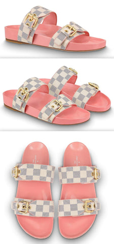 'Bom Dia' Flat Damier Mule