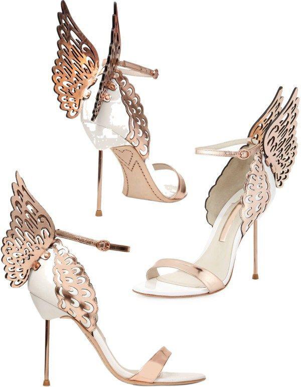 'Evangeline' Angel Wing Sandals-White & Gold - DESIGNER INSPIRED FASHIONS