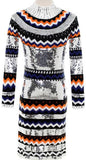 Embellished Chevron Sweater Dress-Silver