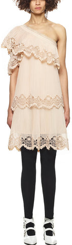 Pleated Embroidery Dress