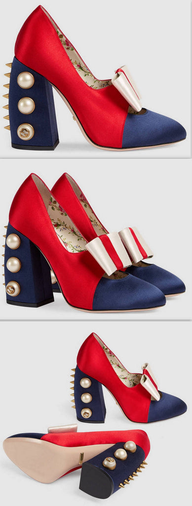 Satin Studded Pumps