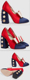 Satin Studded Pumps