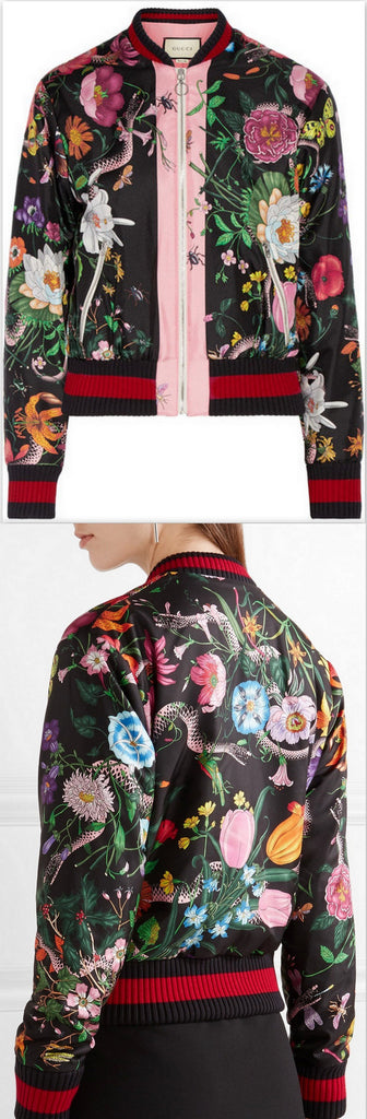 Printed Satin Bomber Jacket