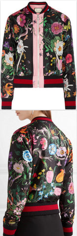 Printed Satin Bomber Jacket