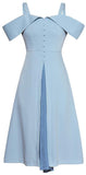 Cold-Shoulder Split Pleat Contrast Dress