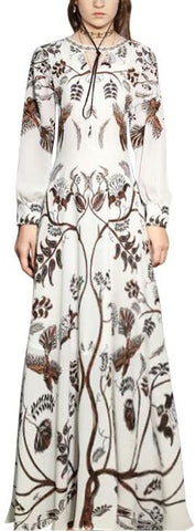 Printed Long-Sleeve Gown