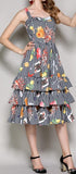 Printed Gingham Tiered Dress