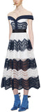 Off Shoulder Wave Guipure Midi Dress