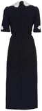 Button-Embellished Lace Trim Dress