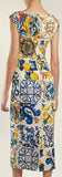 'Majolica' Print Boat-Neck Dress