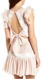 Floral-Embroidered Pleated Ruffle Crop Top and Skirt Set