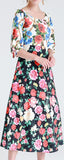 Multi Floral Print Midi Dress