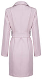 Double-Breasted Gold Button-Embellished Belted Coat, Pink
