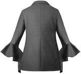 'Bromley' Deconstructed Bell-Sleeve Blazer in Grey - DESIGNER INSPIRED FASHIONS