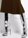 Mirrored-Leather Knee Boots - DESIGNER INSPIRED FASHIONS