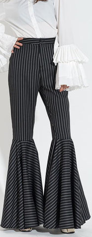 Pinstripe Bell-Bottom Pants