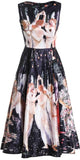 Vintage Printed Fit & Flare Midi Dress