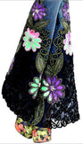 Embellished Multi Colored Floral Flared Denim Jeans - DESIGNER INSPIRED FASHIONS
