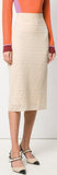 FF Motif Knitted Skirt, Beige