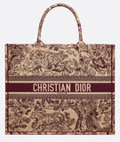 Book Tote Toile De Jouy Bag - Burgundy/Red or Dark Blue
