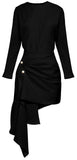 Black Asymmetrical Ruched Top and Skirt Set