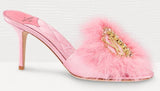 Maribou Trimmed Mules - Pink or White