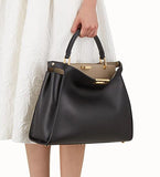 Peekaboo Essential Black and Beige Leather Handbag