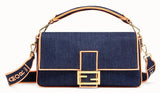 Baguette Large Blue Denim Bag - Fluorescent Yellow, Neon Orange, Red