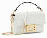 Mini Baguette Leather Bag - White, Pink, Pale Blue, Black