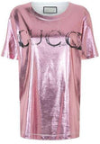 Metallic Faded Logo Print T-Shirt