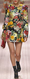 Floral Embellished Long-Sleeve Mini Dress