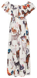 Animal-Printed Poplin Off-Shoulder Dress