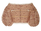Floral Juniper Paisley Print Cropped Linen Top and Skirt Set