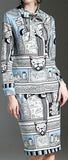 Printed Neck-Tie Blouse & Skirt Set - DESIGNER INSPIRED FASHIONS