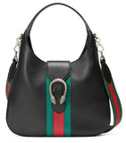 Dionysus Medium Web-Stripe Hobo Bag, Black