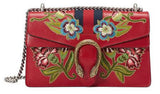 Dionysus Embroidered Leather Shoulder Bag, Red