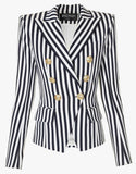Double-Breasted Striped Blazer
