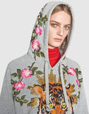 Embroidered Hooded Sweatshirt, Grey - DESIGNER INSPIRED FASHIONS